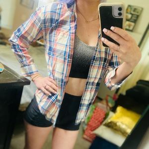 Plaid “Boyfriend Fit” Button Up